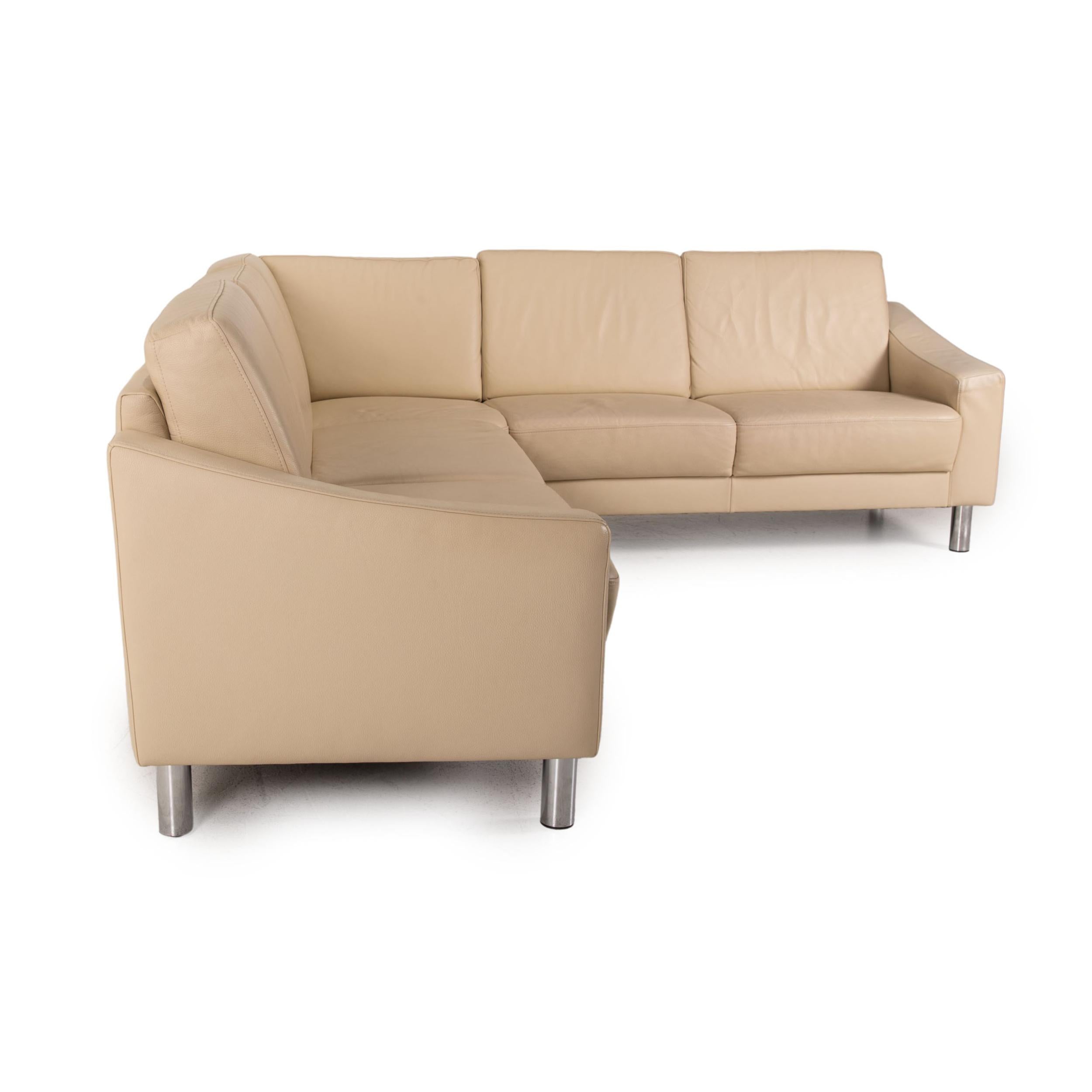 Gepade Leather Sofa Cream Corner Sofa Couch In Good Condition For Sale In Cologne, DE