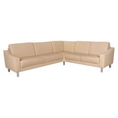 Gepade Leather Sofa Cream Corner Sofa Couch