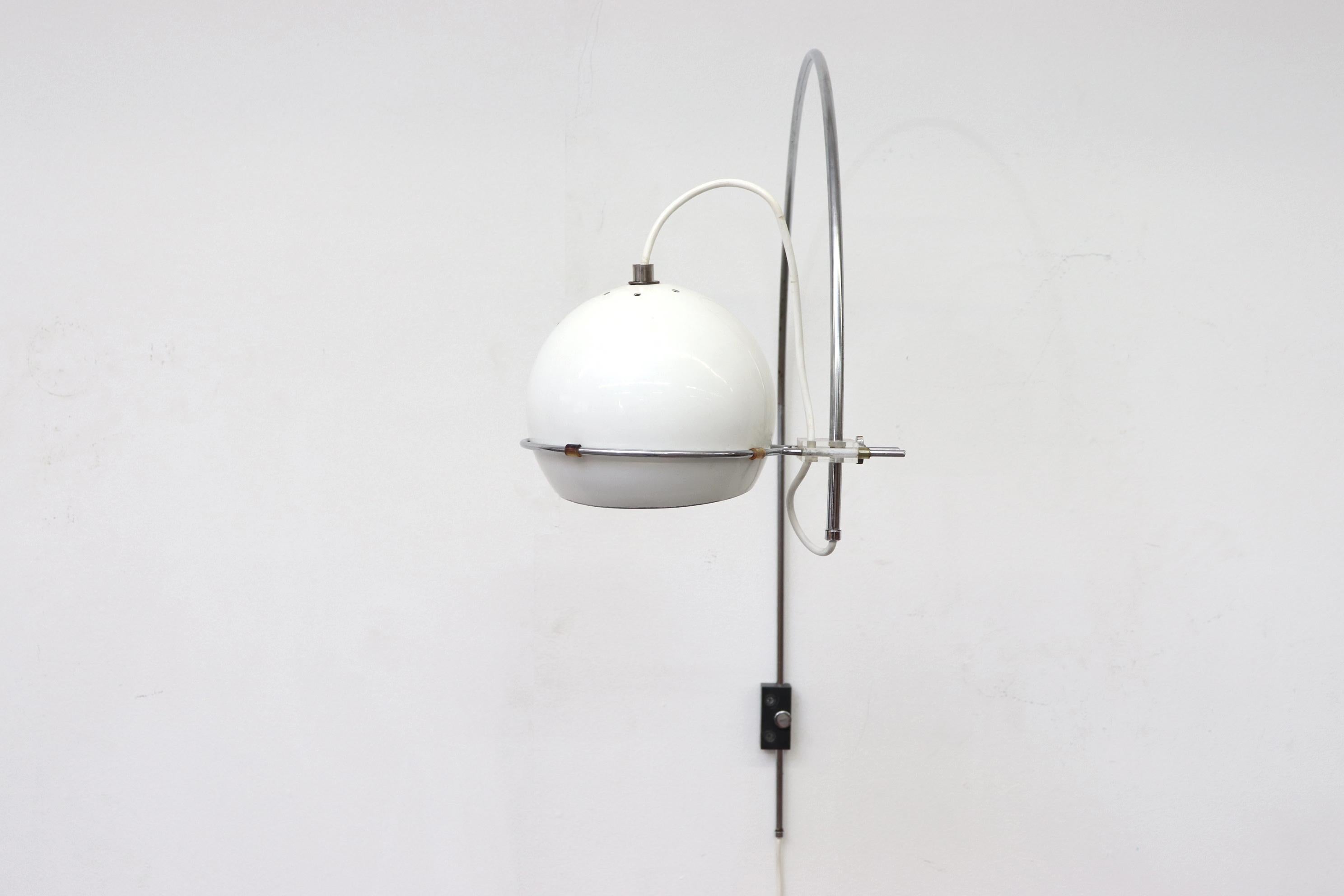 Mid-Century Modern Gepo Arc Wall Lamp White and Chrome