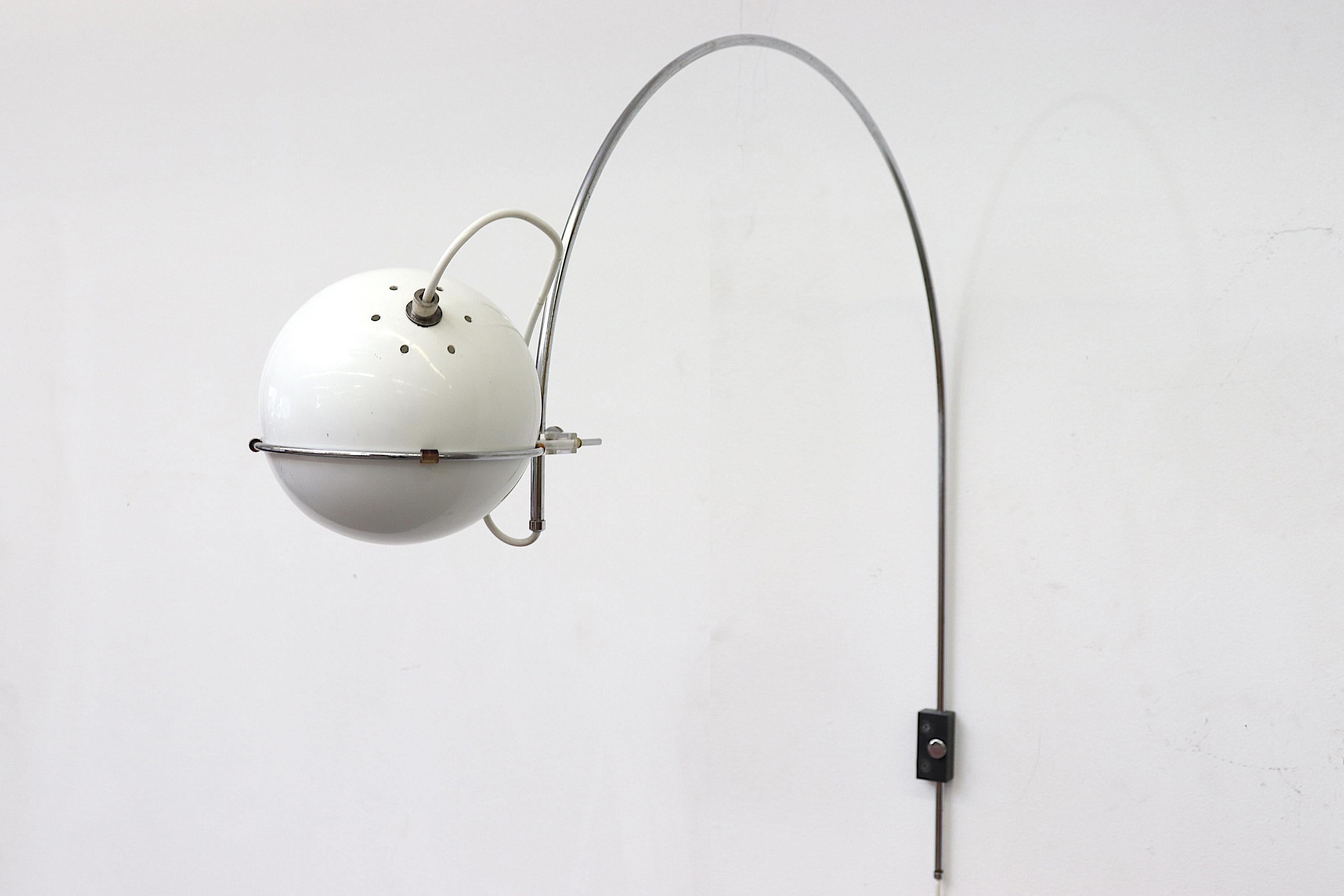 Late 20th Century Gepo Arc Wall Lamp White and Chrome