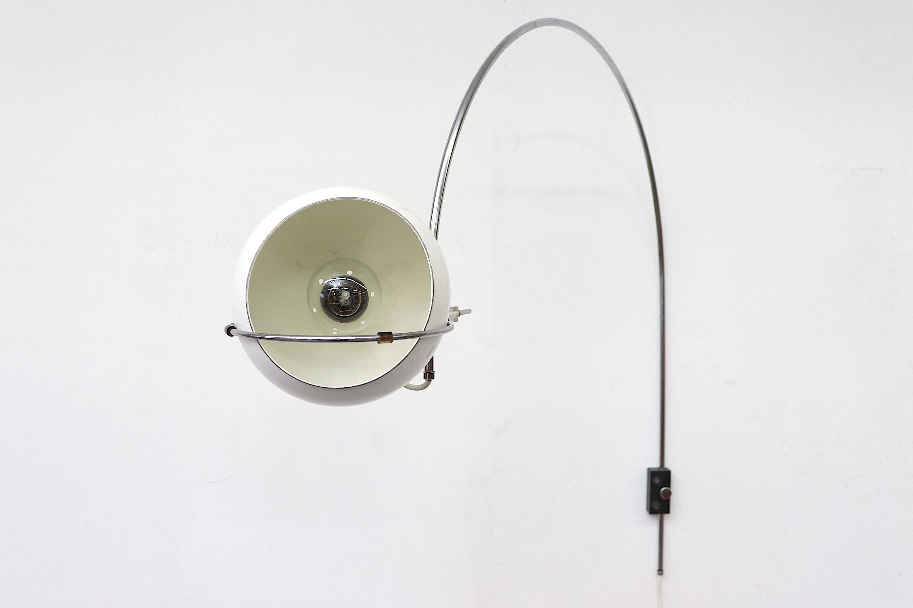 Metal Gepo Arc Wall Lamp White and Chrome