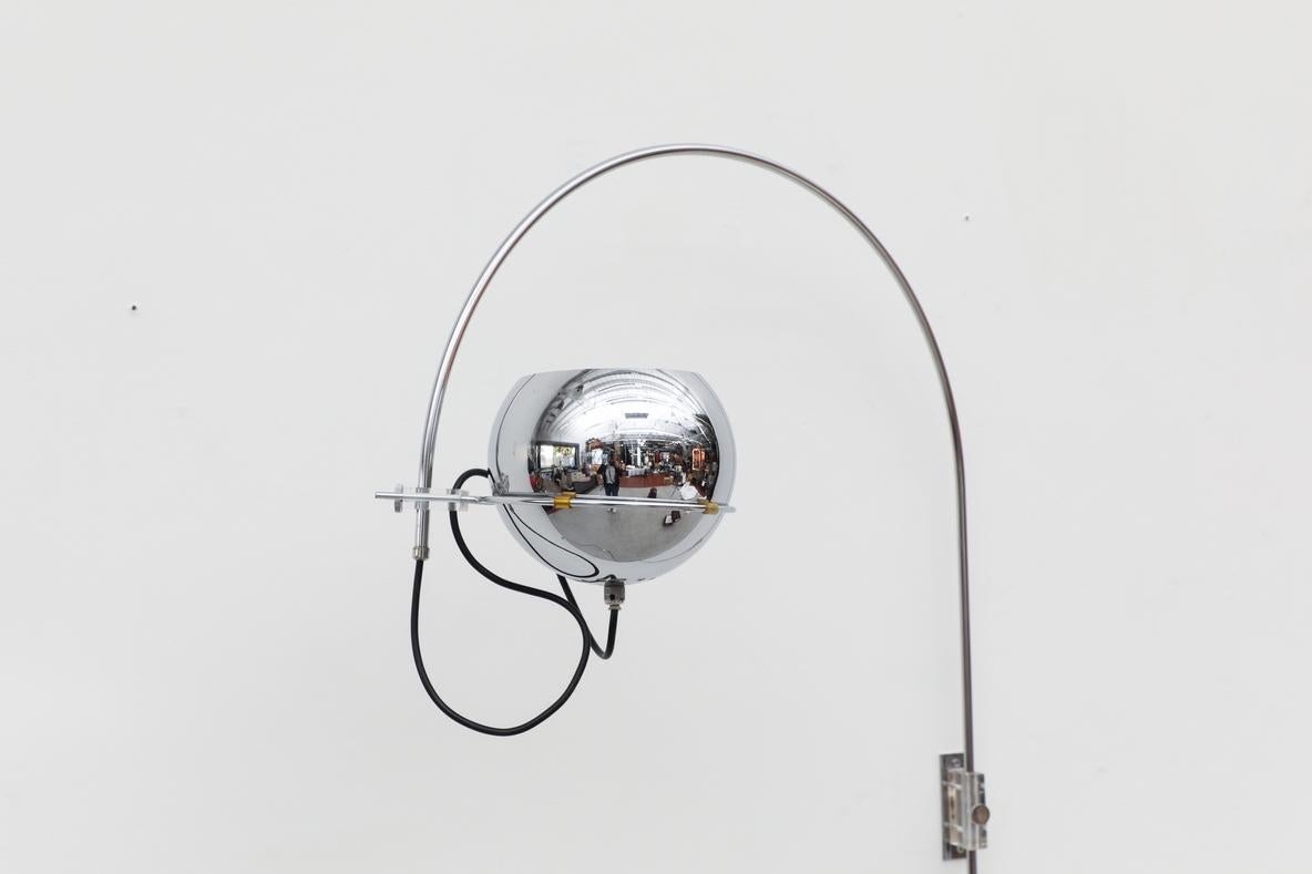 Gepo Chrome Wall Mount Arc Lamp, 1970s 2