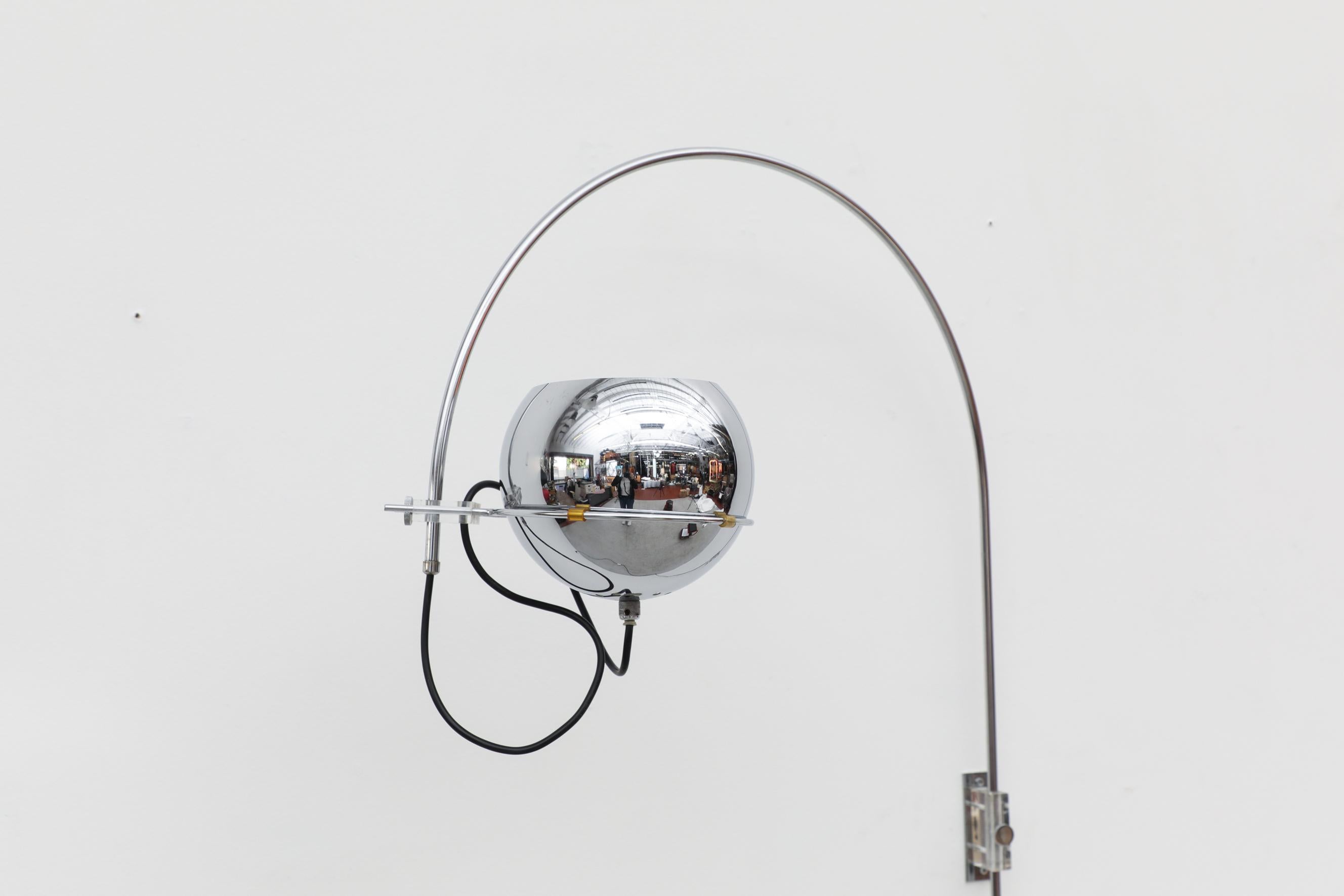 Gepo Chrome Wall Mount Arc Lamp, 1970s 3