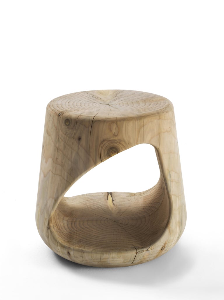 Geppo Stool Marco Baxadonne Contemporary Natural Cedar Made in Italy Riva 1920 For Sale