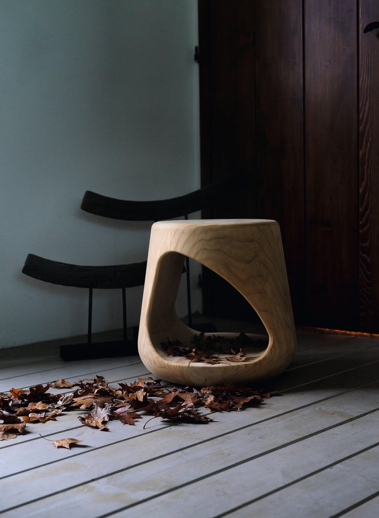 Modern Geppo Stool Marco Baxadonne Contemporary Natural Cedar Made in Italy Riva 1920 For Sale