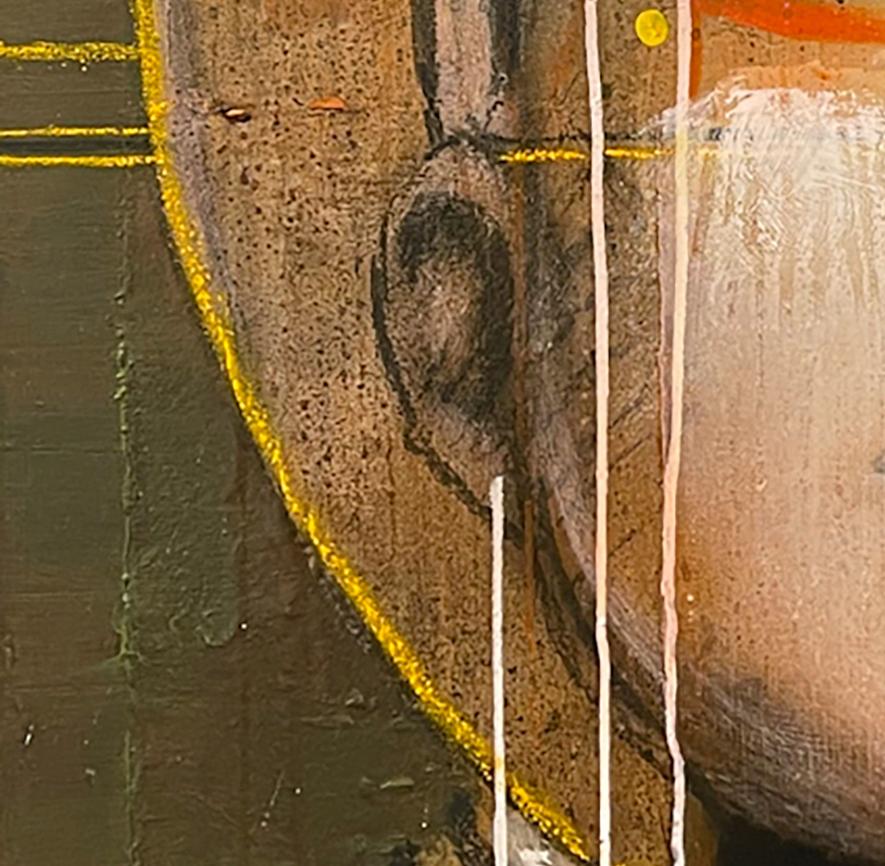 Aurum - 21e siècle, contemporain, figuratif, peinture de portrait, huile, toile - Marron Figurative Painting par Ger Doornink
