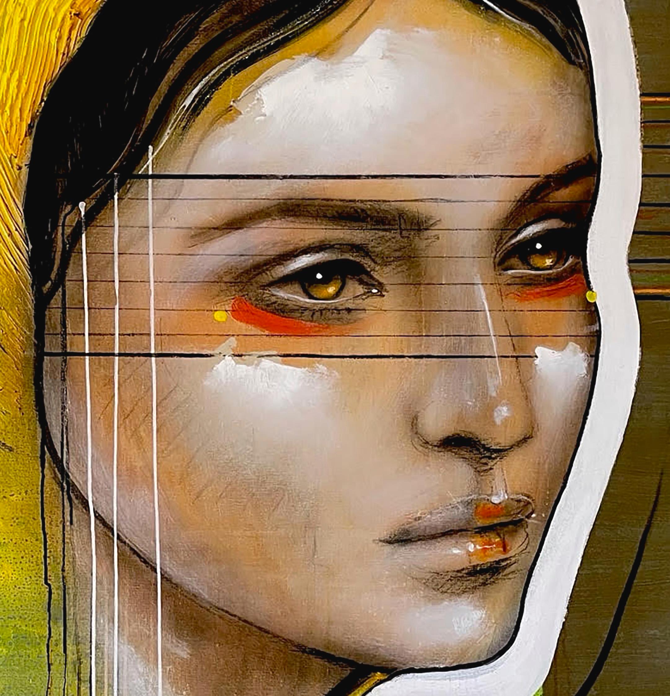 Merle - 21° Secolo, Contemporaneo, Figurativo, Ritratto, Olio, Tela - Figurative Painting Marrone di Ger Doornink