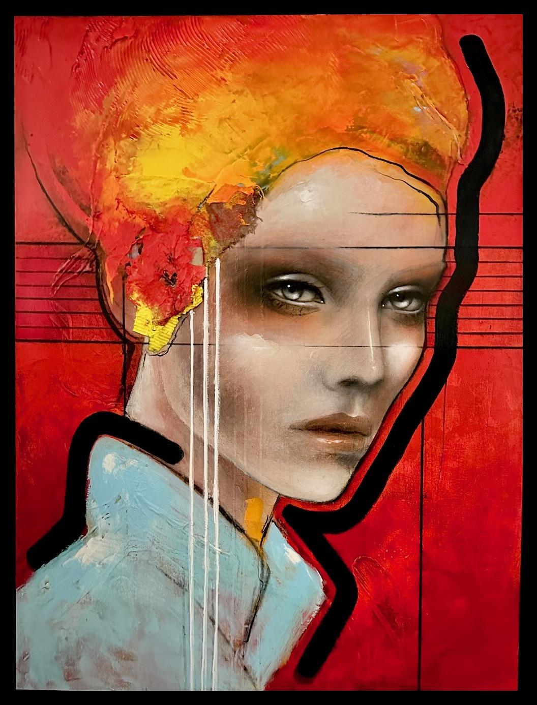 Red Given - 21e siècle, Contemporain, Figuratif, Peinture de portrait, Huile