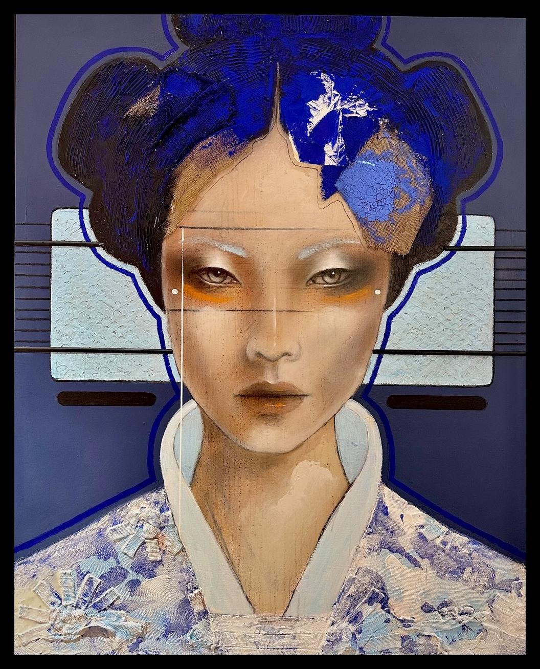 Portrait Painting Ger Doornink - Sakura - 21ème siècle, Contemporain, Figuratif, Peinture de portrait, Huile