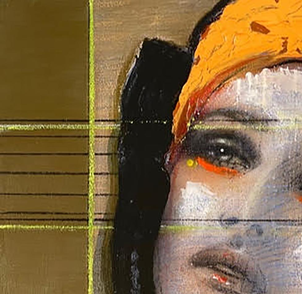 Serene - 21st Century, Contemporary, Portrait Painting, Oil on Canvas - Brown Figurative Painting by Ger Doornink