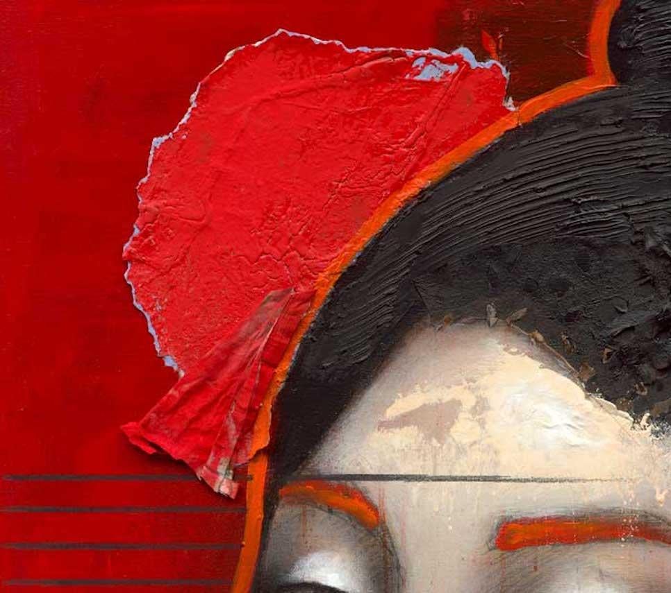 Akai - 21st Century, Contemporary, Japanese Woman Portrait, Pigment Print - Red Figurative Print by Ger Doornink
