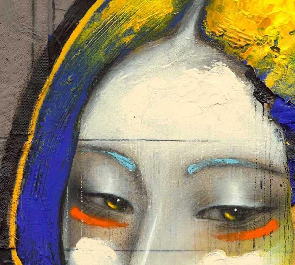 Come una poesia - 21° secolo, Contemporaneo, Ritratto di donna giapponese, Stampa a pigmenti - Figurative Print Marrone di Ger Doornink