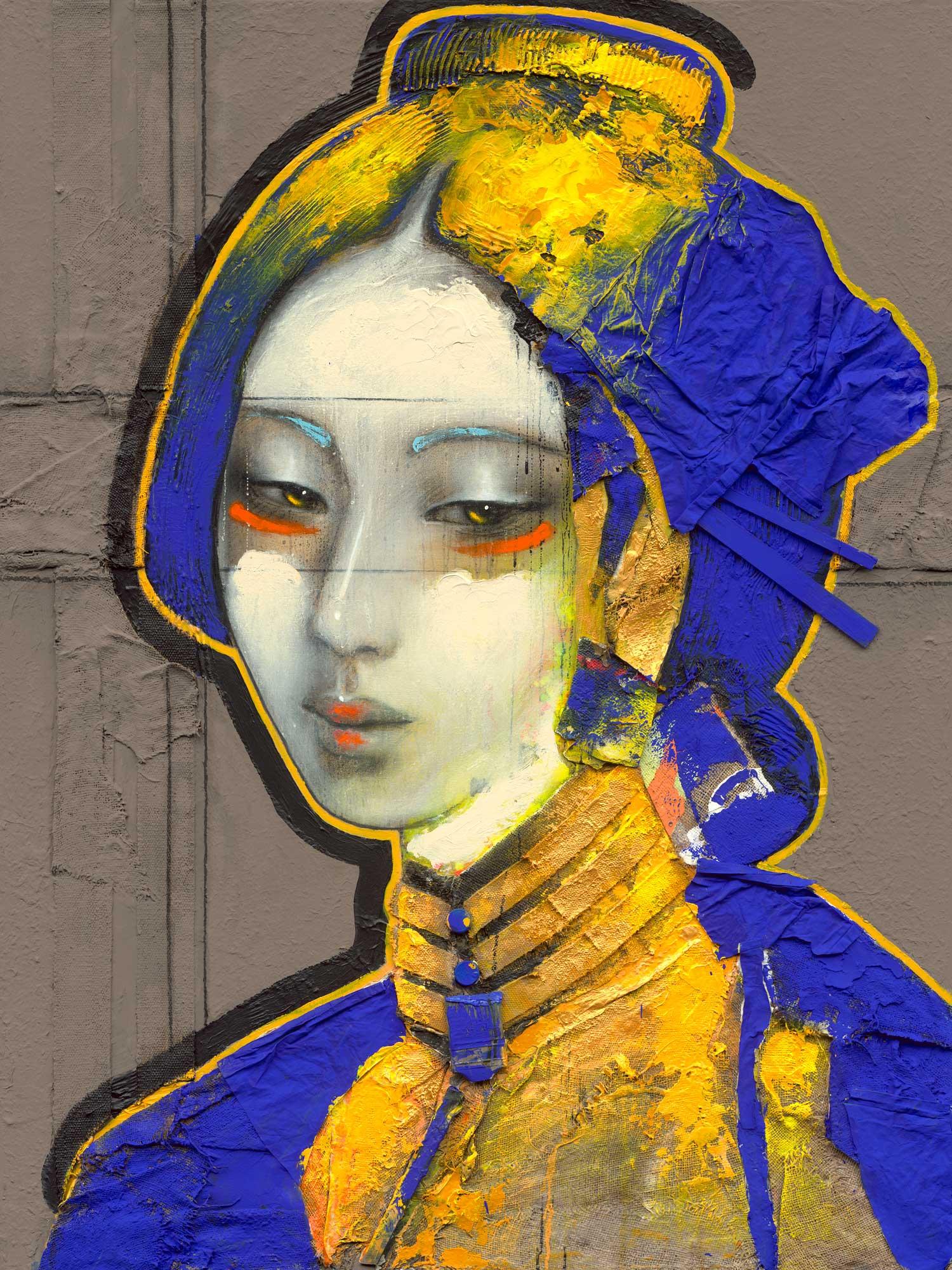 Figurative Print di Ger Doornink - Come una poesia - 21° secolo, Contemporaneo, Ritratto di donna giapponese, Stampa a pigmenti