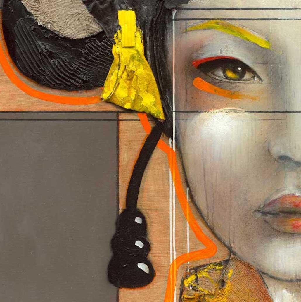 Shibuya- XXI secolo, Contemporaneo, Ritratto di donna giapponese, Stampa a pigmenti - Portrait Print Marrone di Ger Doornink