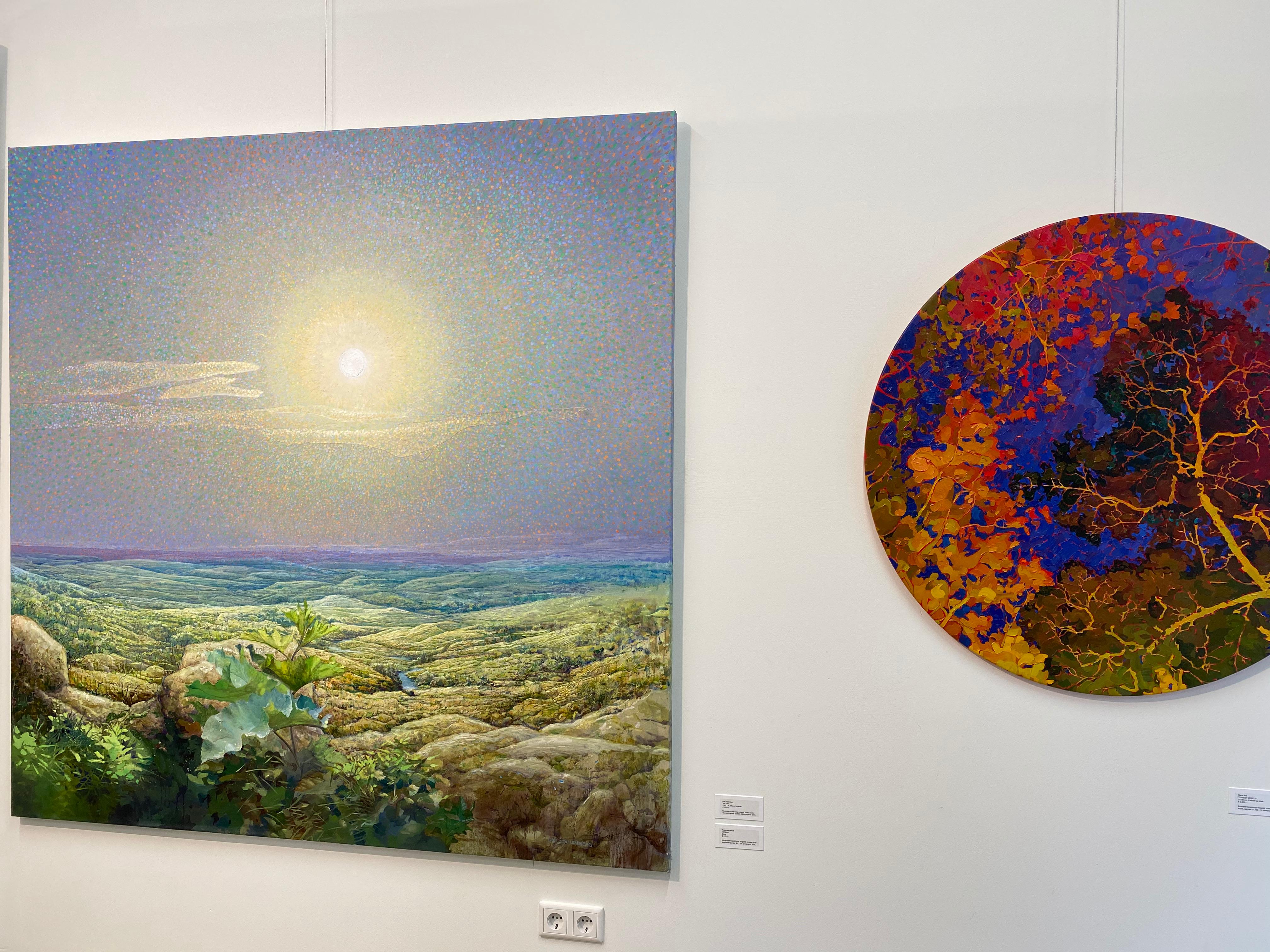 Helios - peinture de paysage impressionniste contemporaine colorée du 21e siècle en vente 1