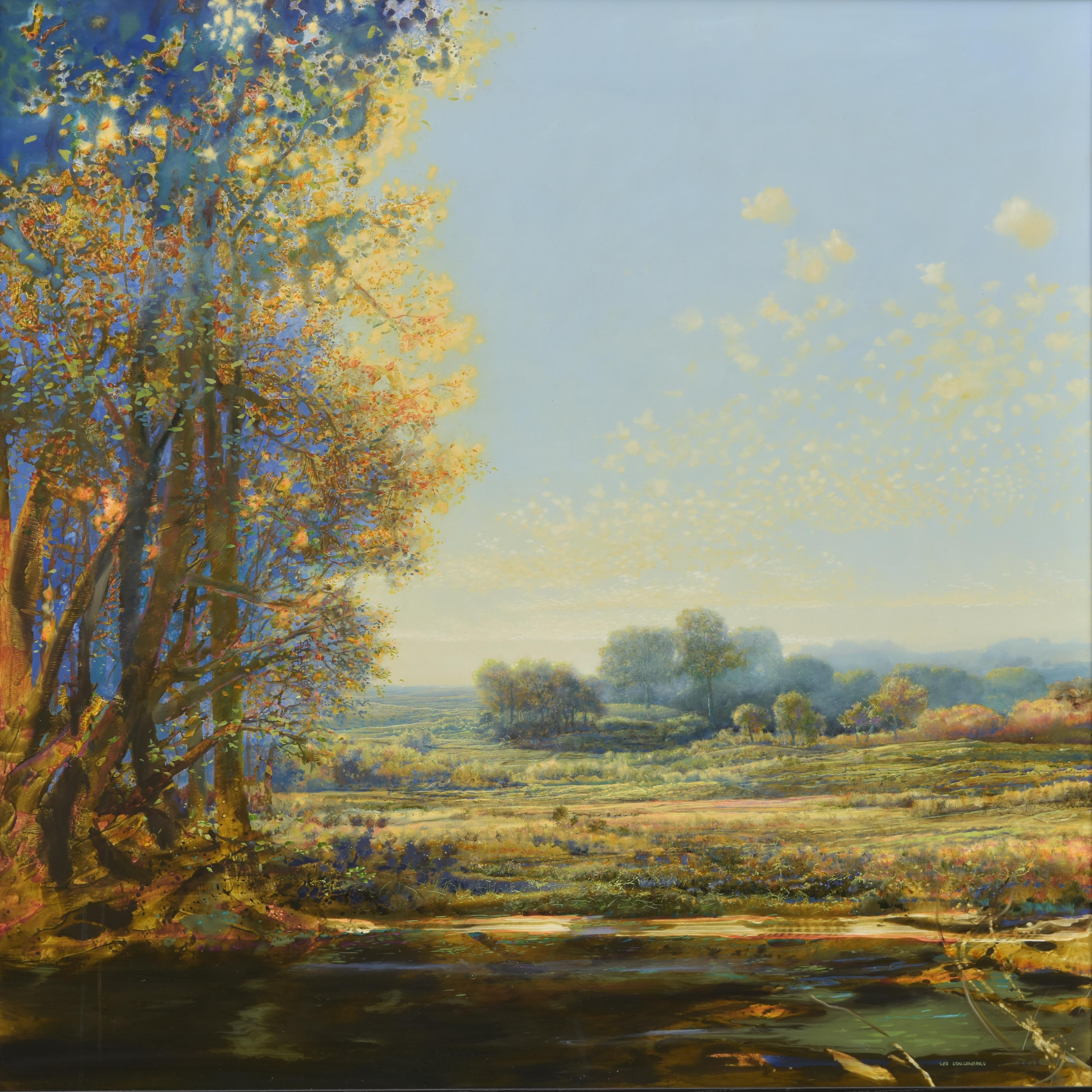 Figurative Painting de Ger Stallenberg - Siguiente paso - Pintura contemporánea de paisajes coloridos del siglo XXI