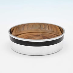 Gerald Benney, Modernist Enamel & Sterling Silver Wine Coasters, London, 1985