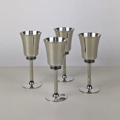 Gerald Benney Set of 4 Pewter Goblets for Royal Selangor, C. 1986, Boxed Unused