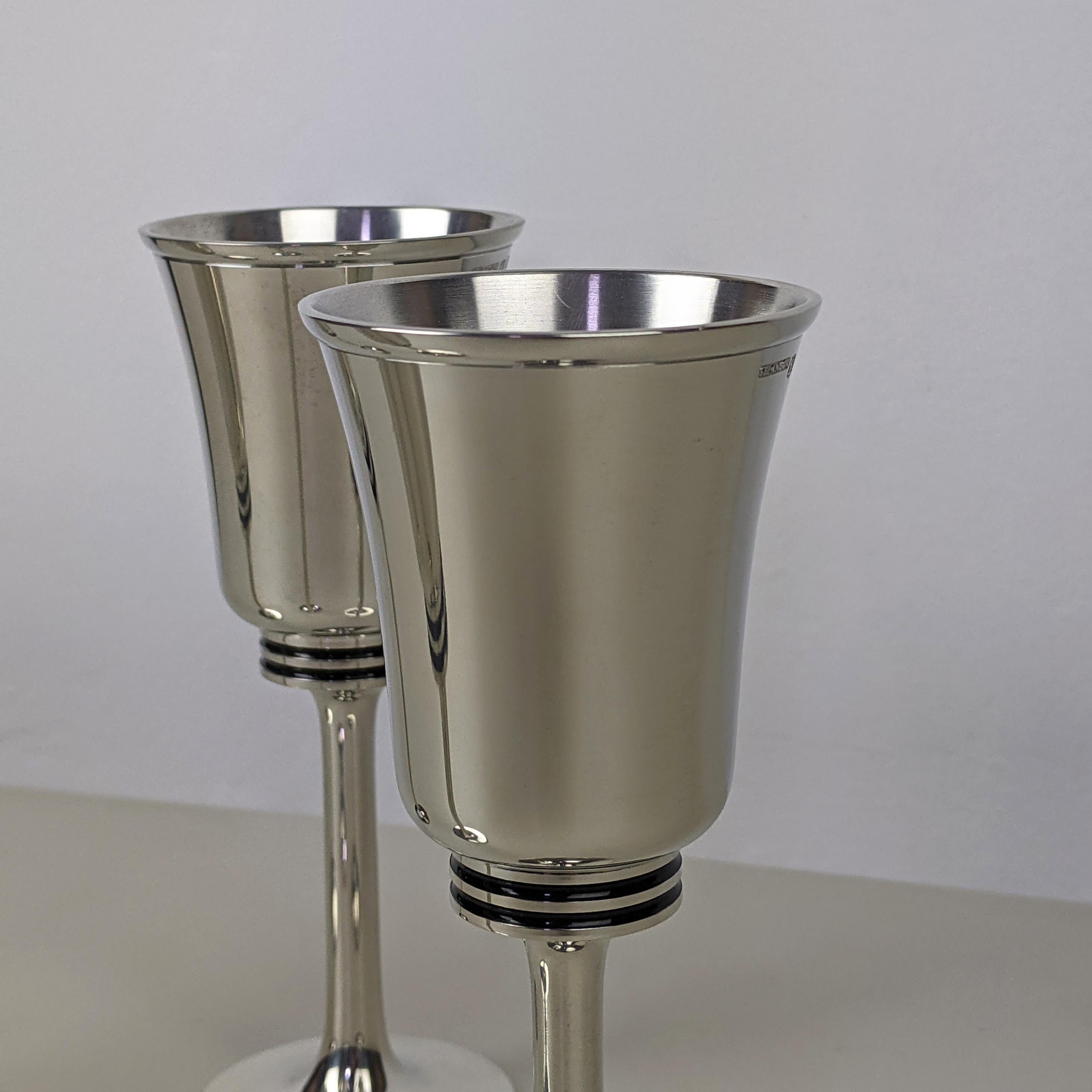 Molded Gerald Benney Set of 4 Pewter Goblets for Selangor Pewter, C. 1986, Boxed Unused For Sale