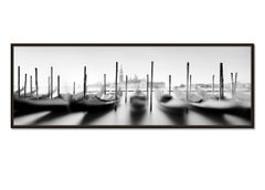 Basilica and Gondola, Venice, black and white panorama photography, landscape