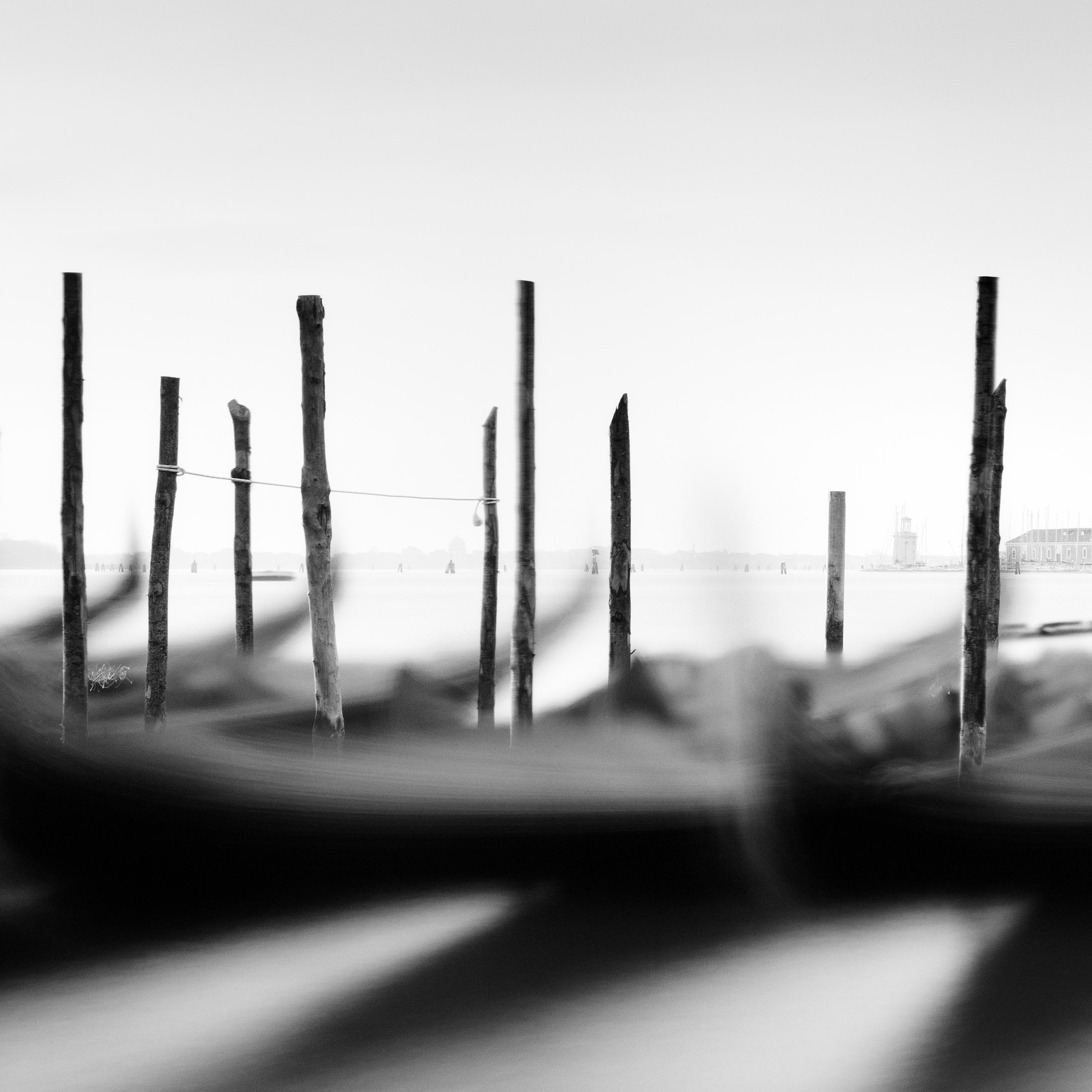 Basilica and Gondola, Venice, Italy, minimalist black and white art landscape For Sale 2