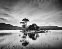 After the Sunset Scotland Mountain Lake minimalist black white landscape print