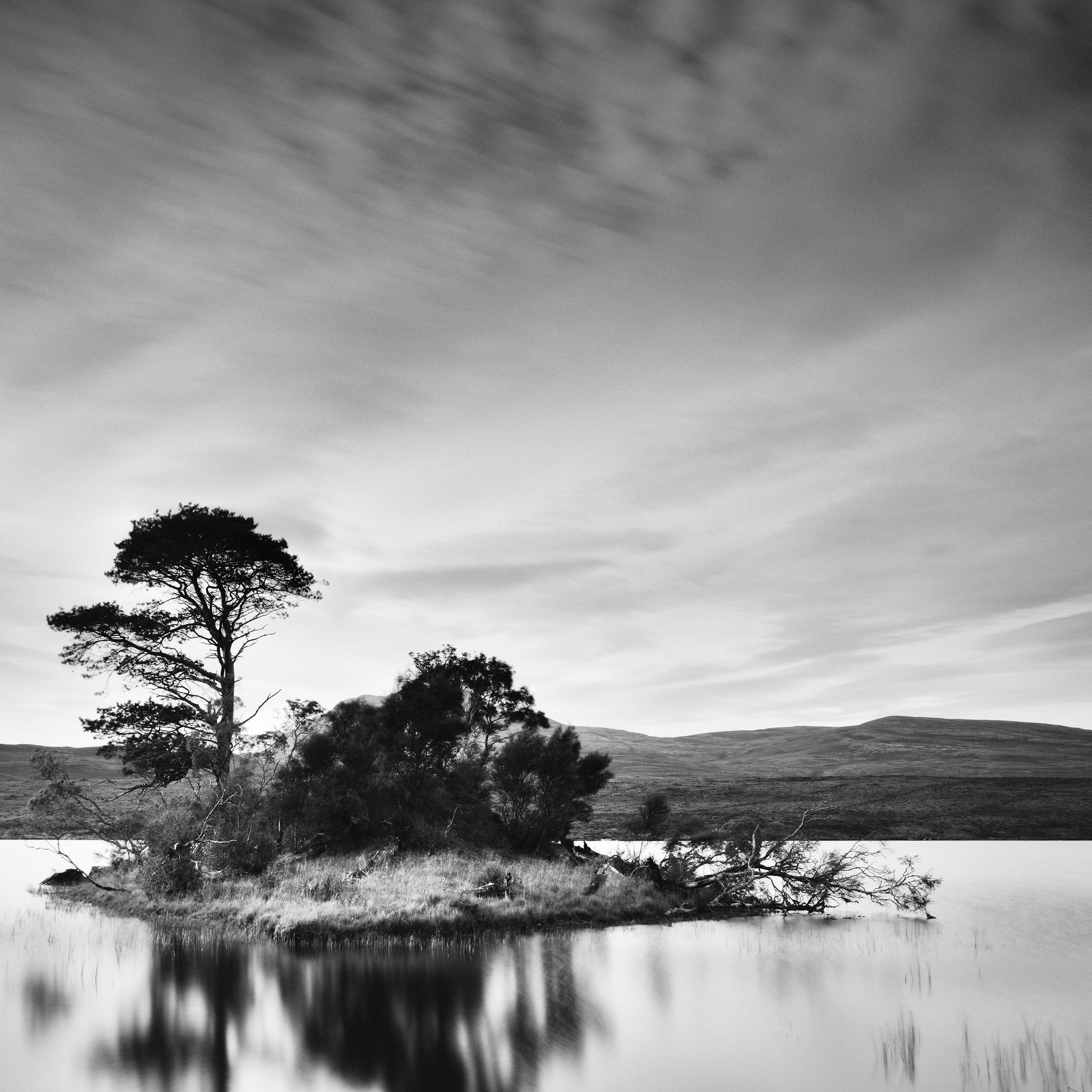 After the Sunset Scotland Mountain Lake minimalist black white landscape print For Sale 4