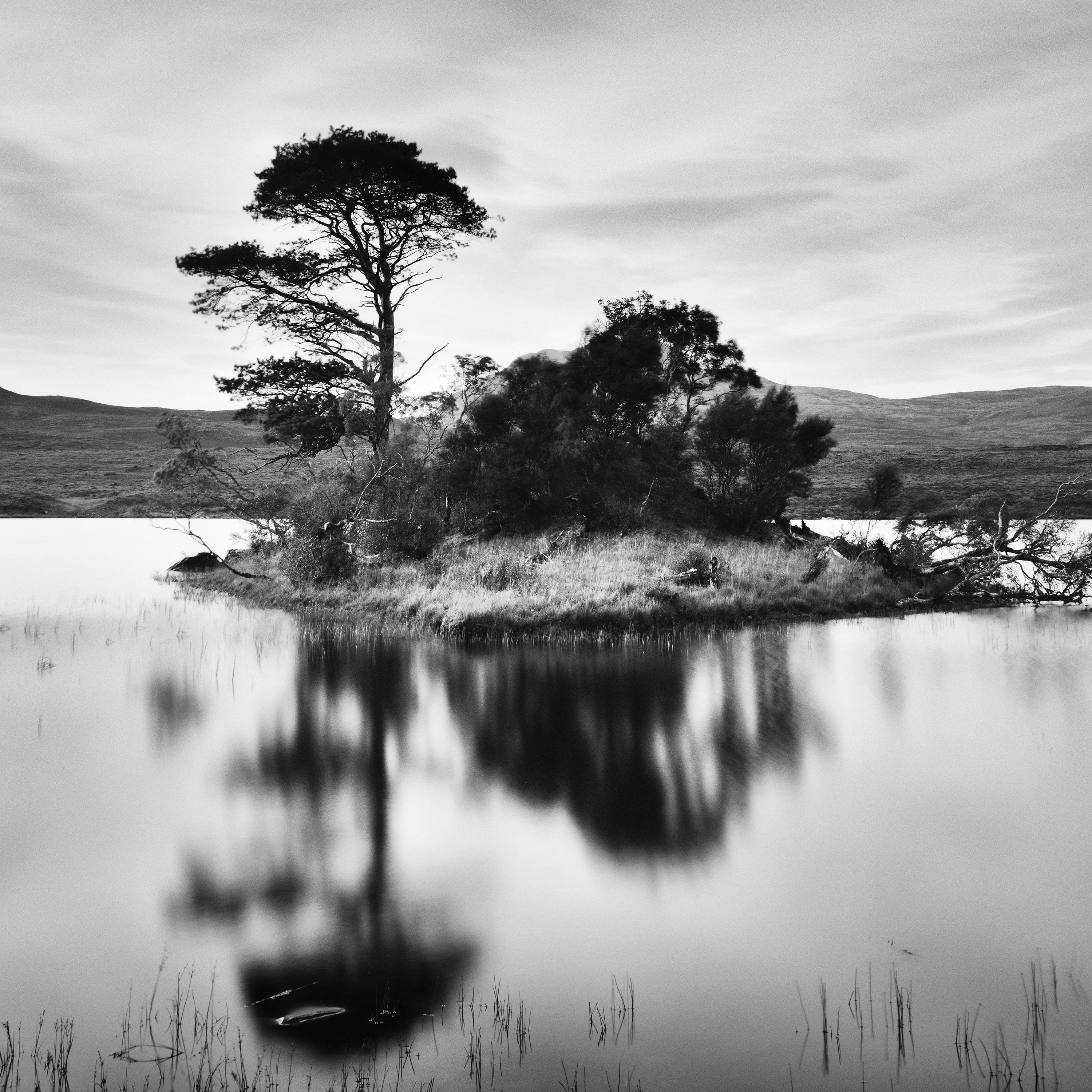 After the Sunset Scotland Mountain Lake minimalist black white landscape print For Sale 2