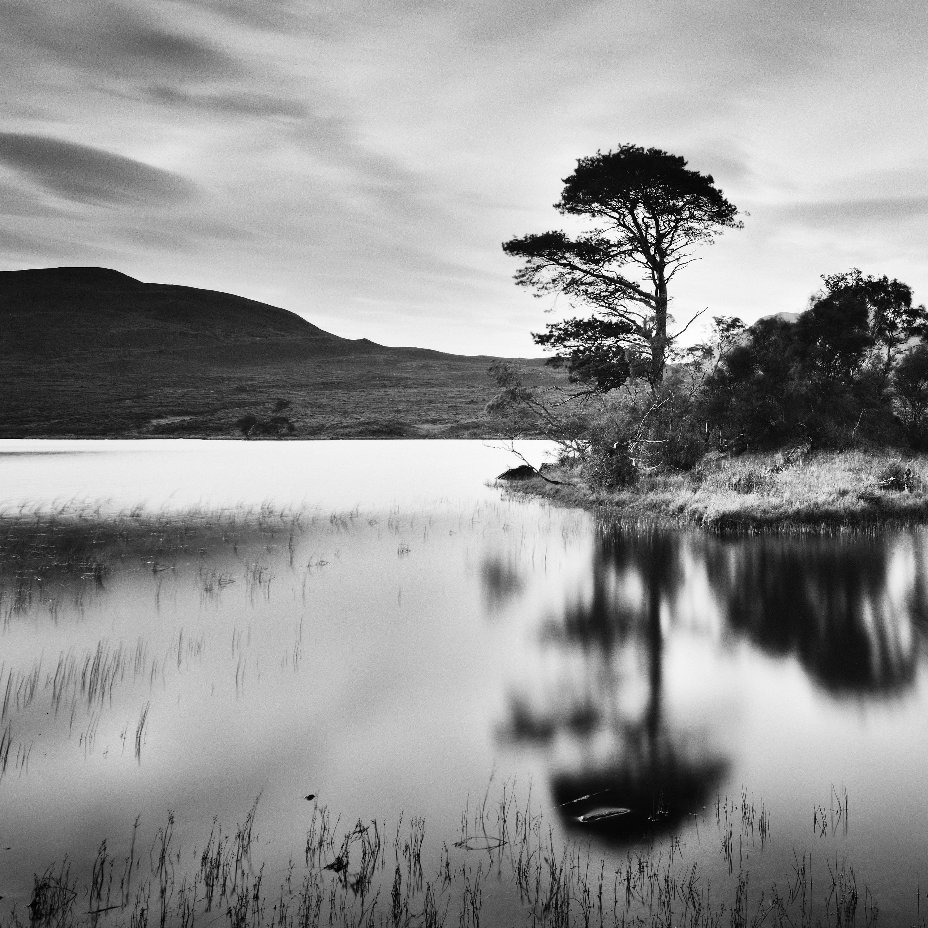 After the Sunset Scotland Mountain Lake minimalist black white landscape print For Sale 3