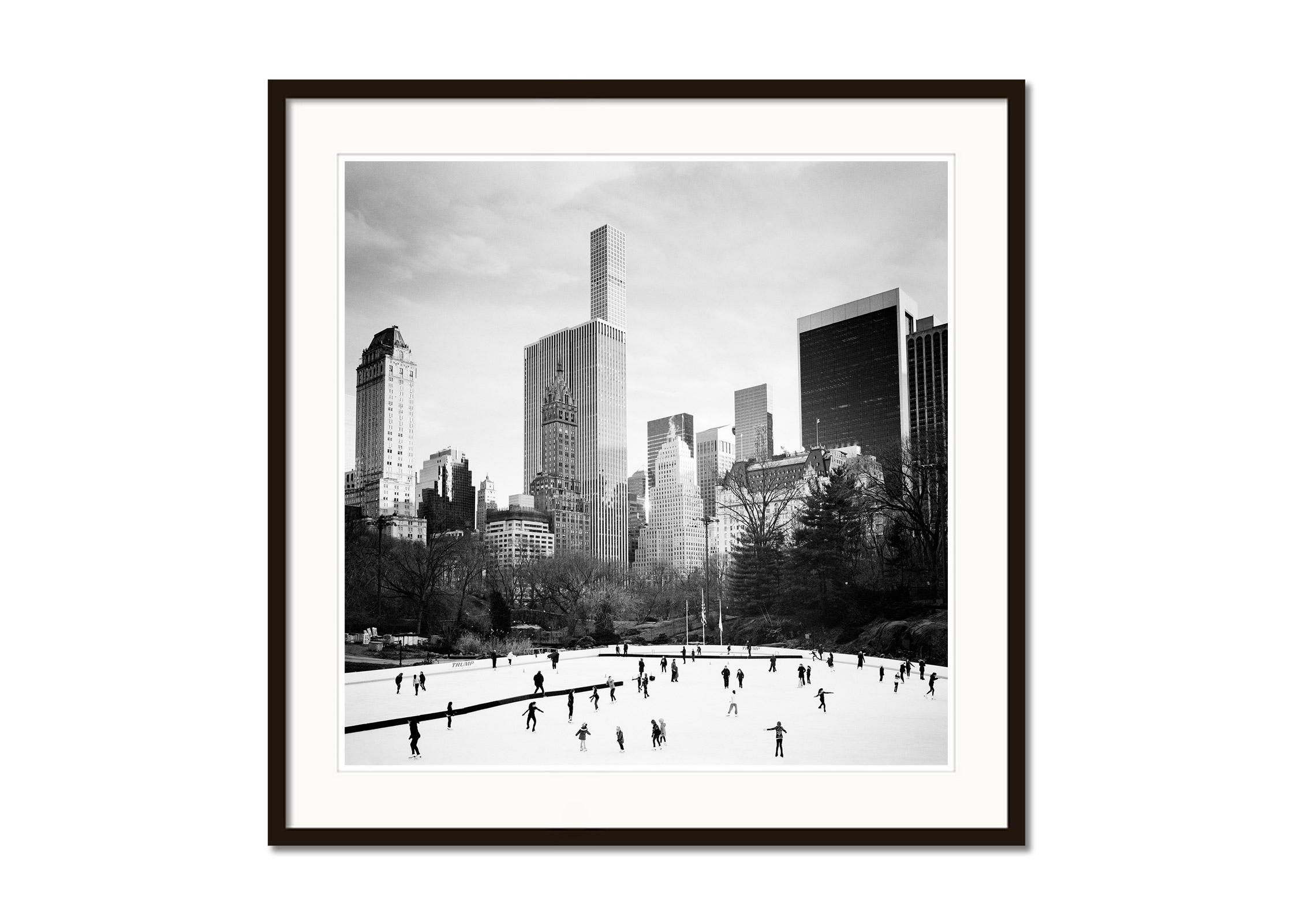 Dancing on Ice, Skyscraper New York City, black and white photography landscape - Gray Black and White Photograph by Gerald Berghammer, Ina Forstinger