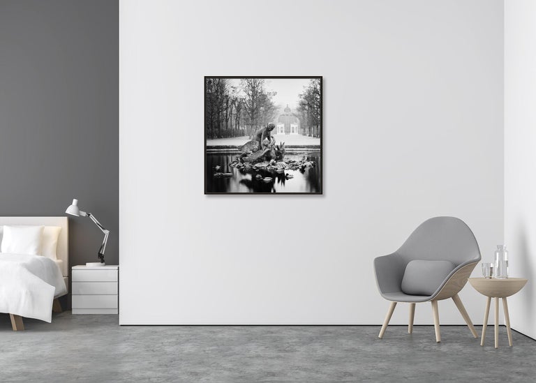 Duck Race, Schloss Schoenbrunn, Vienna, black and white photography, landscape - Contemporary Photograph by Gerald Berghammer, Ina Forstinger