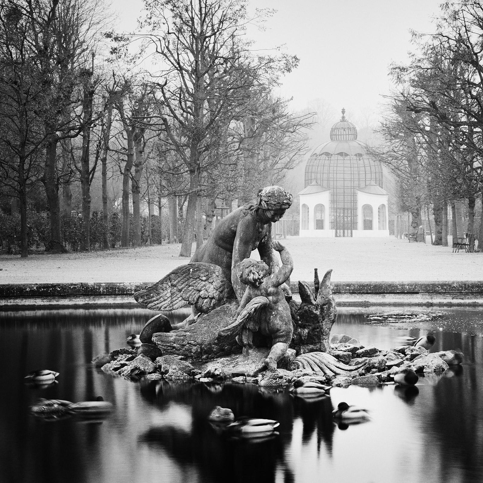 Duck Race, Schloss Schoenbrunn, Vienna, black and white photography, landscape