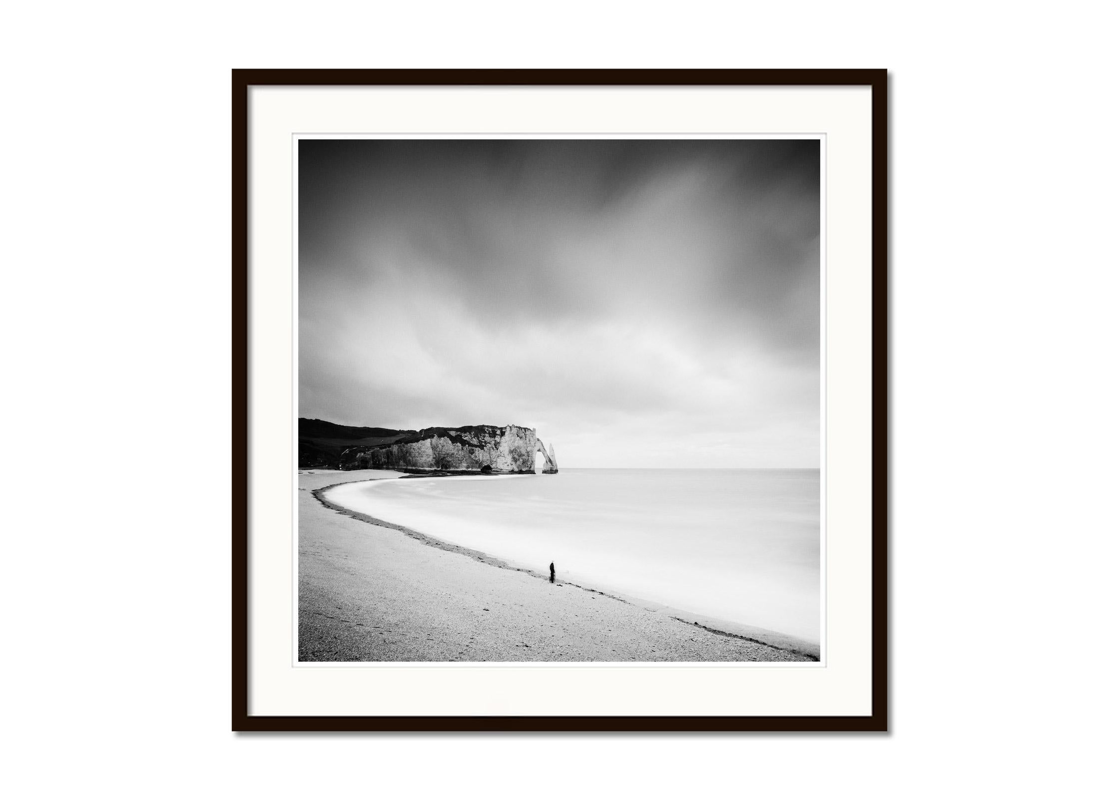Fishermans Dream beach coast cliffs black white landscape fine art photography - Gray Black and White Photograph by Gerald Berghammer, Ina Forstinger