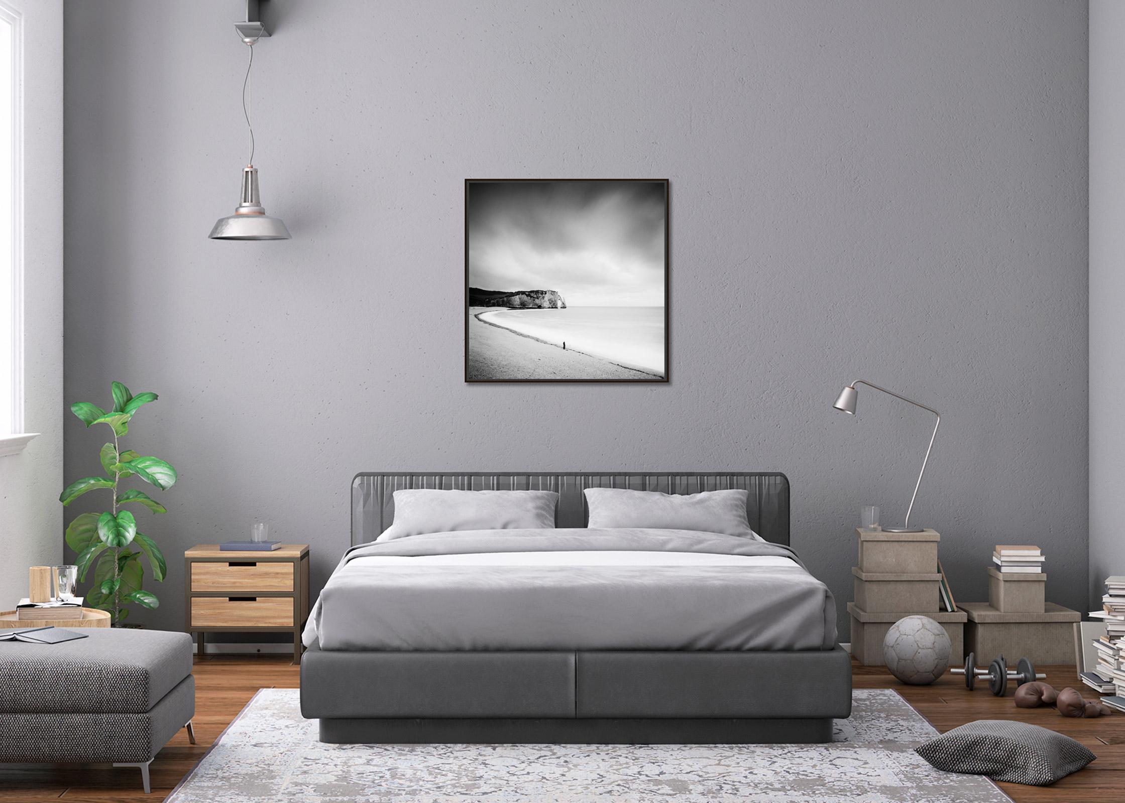 Fishermans Dream beach coast cliffs black white landscape fine art photography For Sale 1