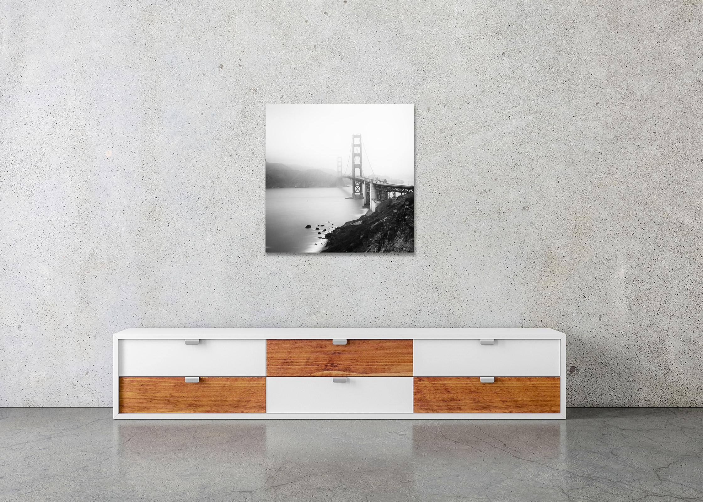 Golden Gate Bridge, San Francisco, Architektur, Schwarz-Weiß-Kunstdruck im Angebot 2