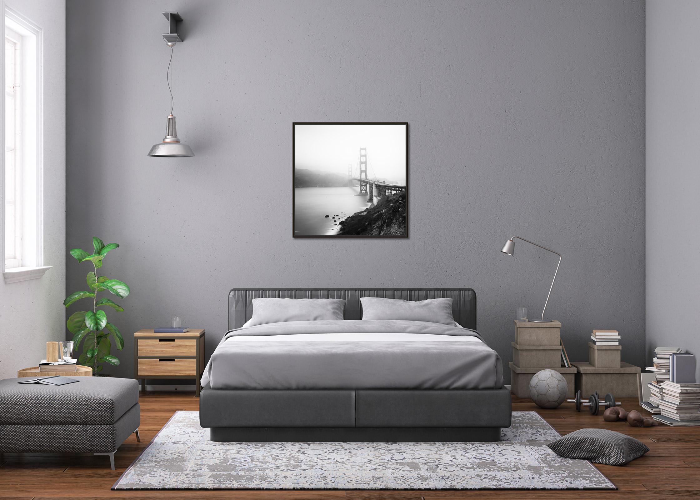 Golden Gate Bridge, San Francisco, Architektur, Schwarz-Weiß-Kunstdruck im Angebot 1