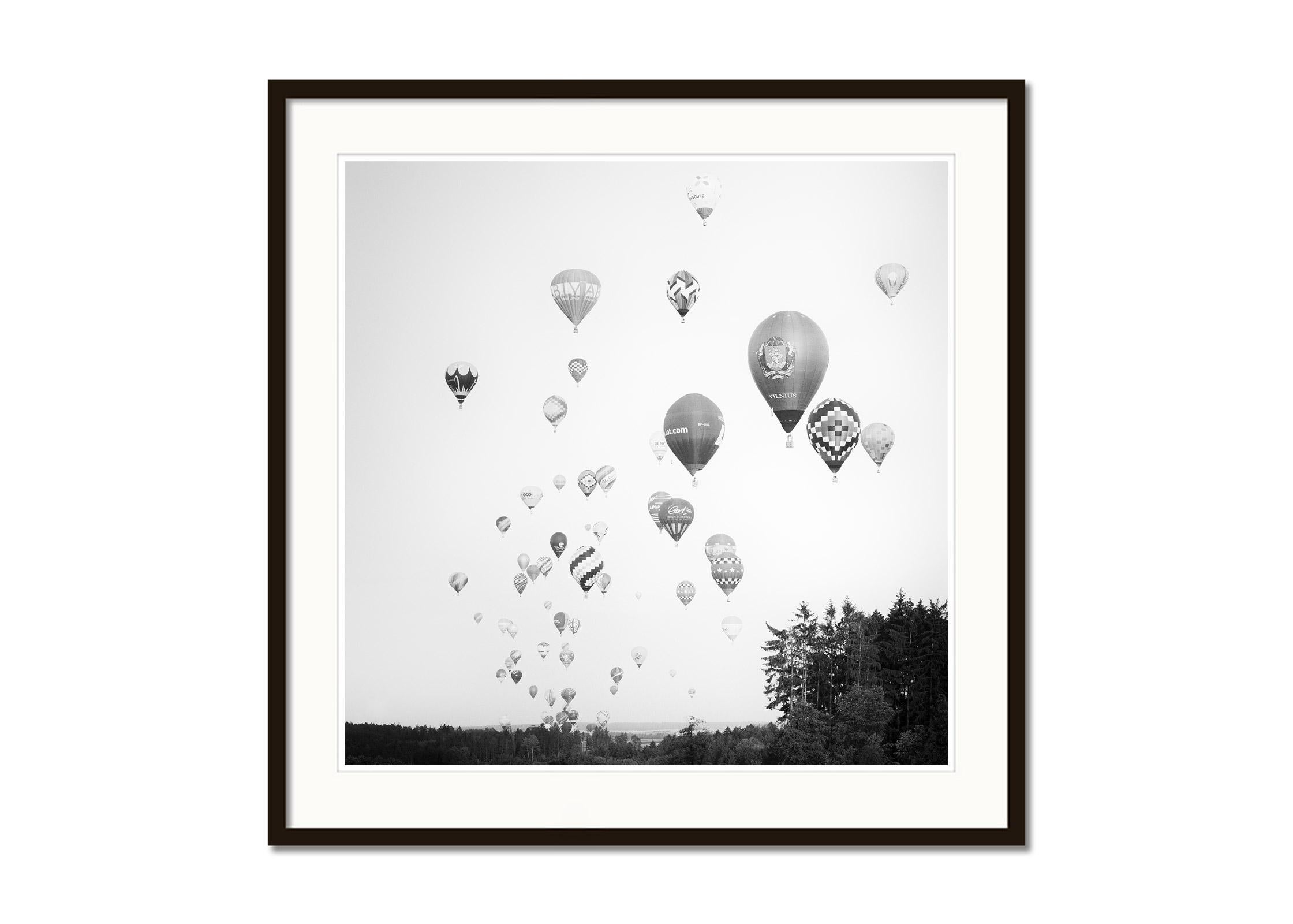 Hot Air Balloon World Championship, black and white art photography, landscape - Contemporary Photograph by Gerald Berghammer, Ina Forstinger