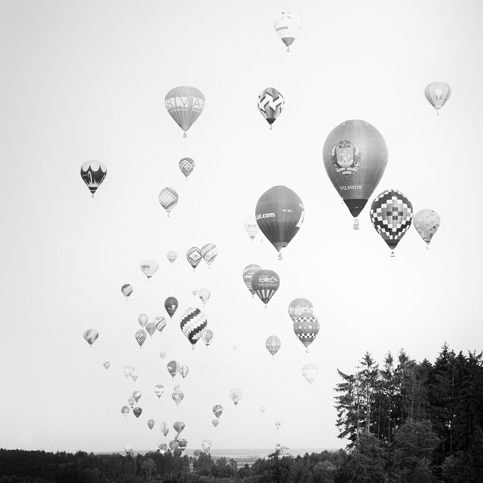 Gerald Berghammer, Ina Forstinger Black and White Photograph - Hot Air Balloon World Championship, black and white art photography, landscape