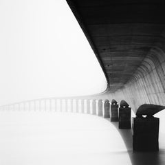 Ile de Re bridge, sunny morning, France, black and white photography, landscape
