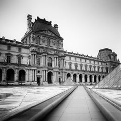 Pavillon Denon, Louvre, Paris, France, black and white photography, cityscape