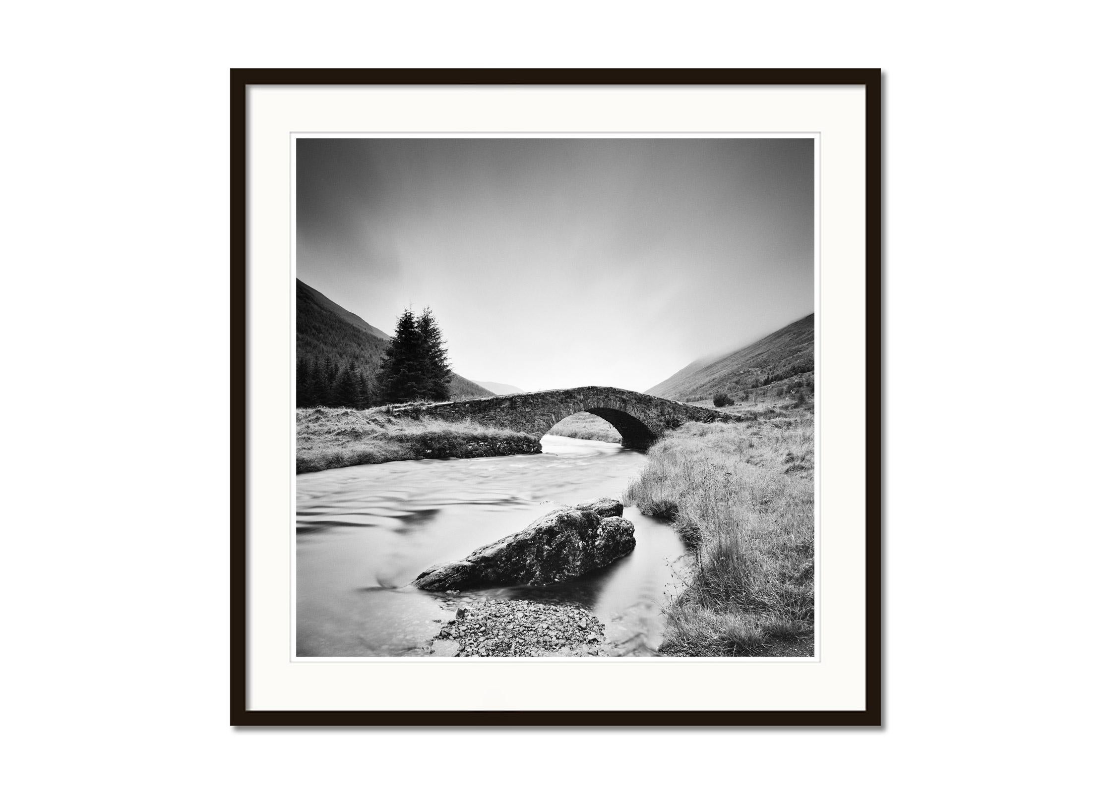 Stone Bridge, Highlands, Scotland, black and white art photography, landscape - Gray Landscape Photograph by Gerald Berghammer, Ina Forstinger