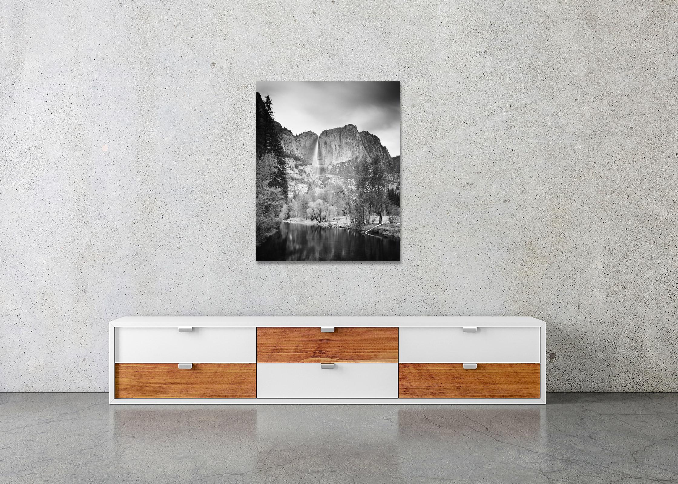 Upper Yosemite Falls, California, USA, black and white photography, landscape For Sale 1