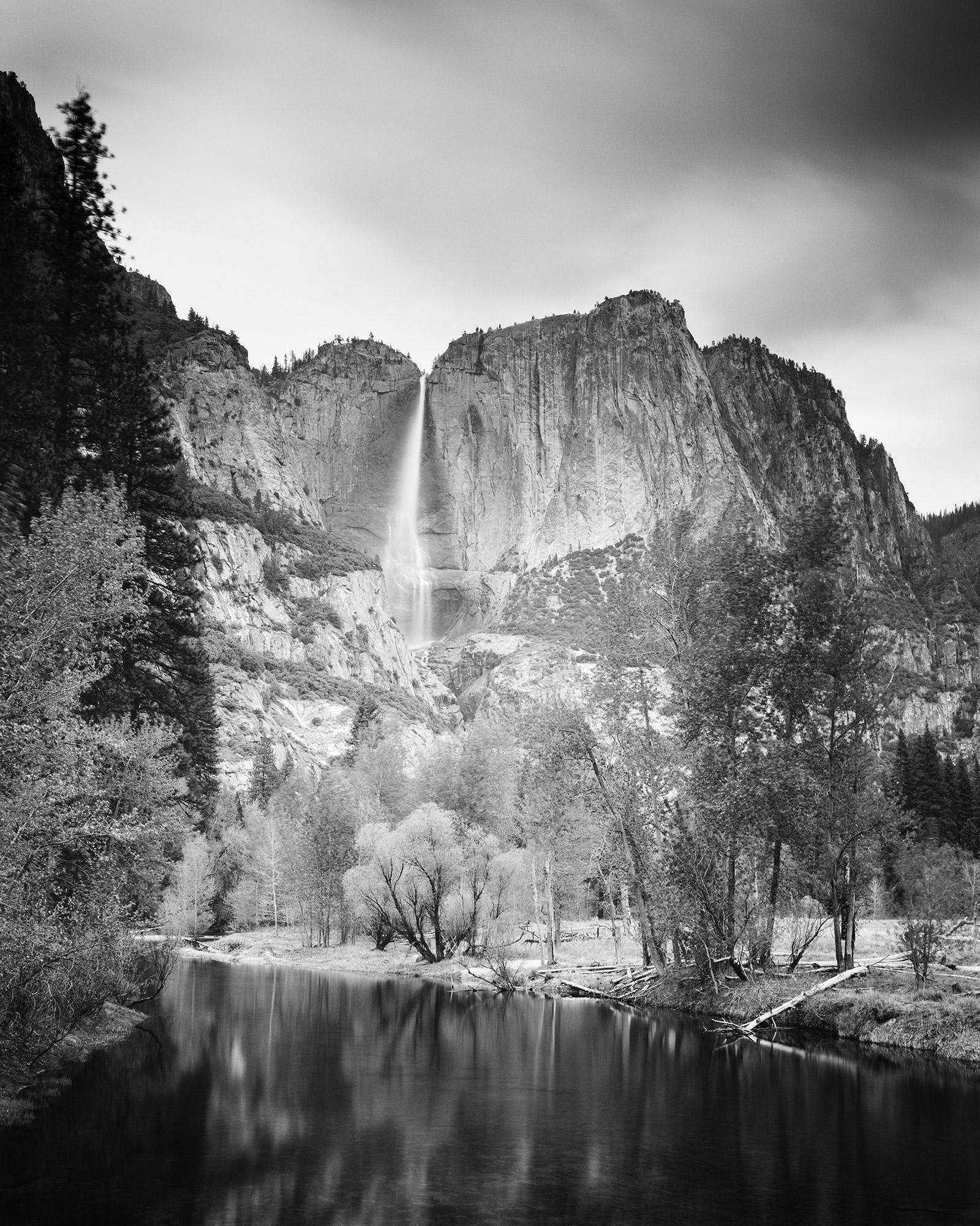 Upper Yosemite Falls, California, USA, black and white photography, landscape