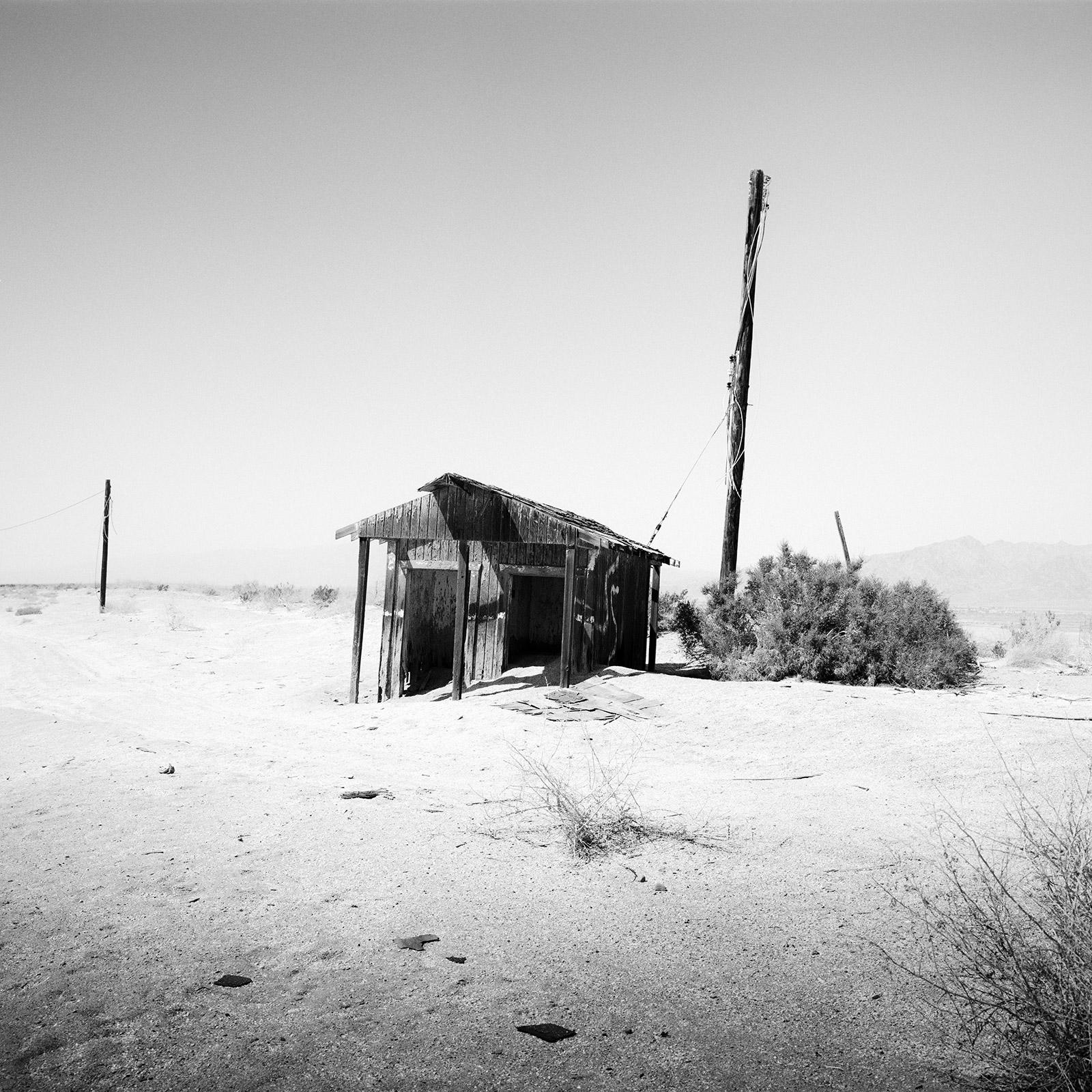 Abandoned Hut, desert, California, USA, black and white photography, landscape