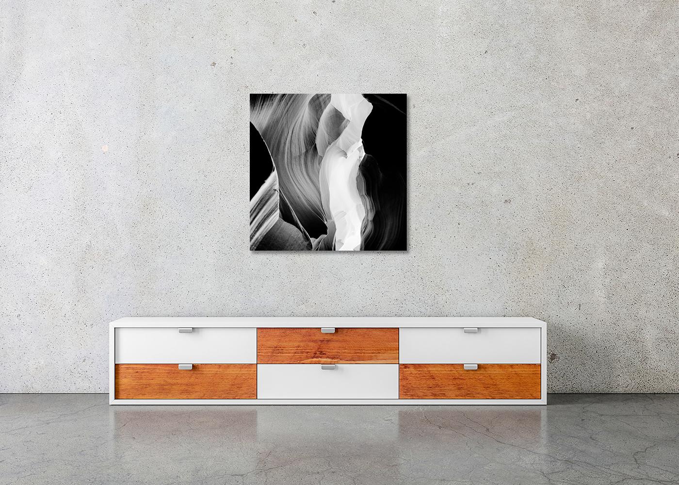 Abstract - Antelope Canyon, Monochrome Print, Limited Edition Landscape, USA - Black Black and White Photograph by Gerald Berghammer