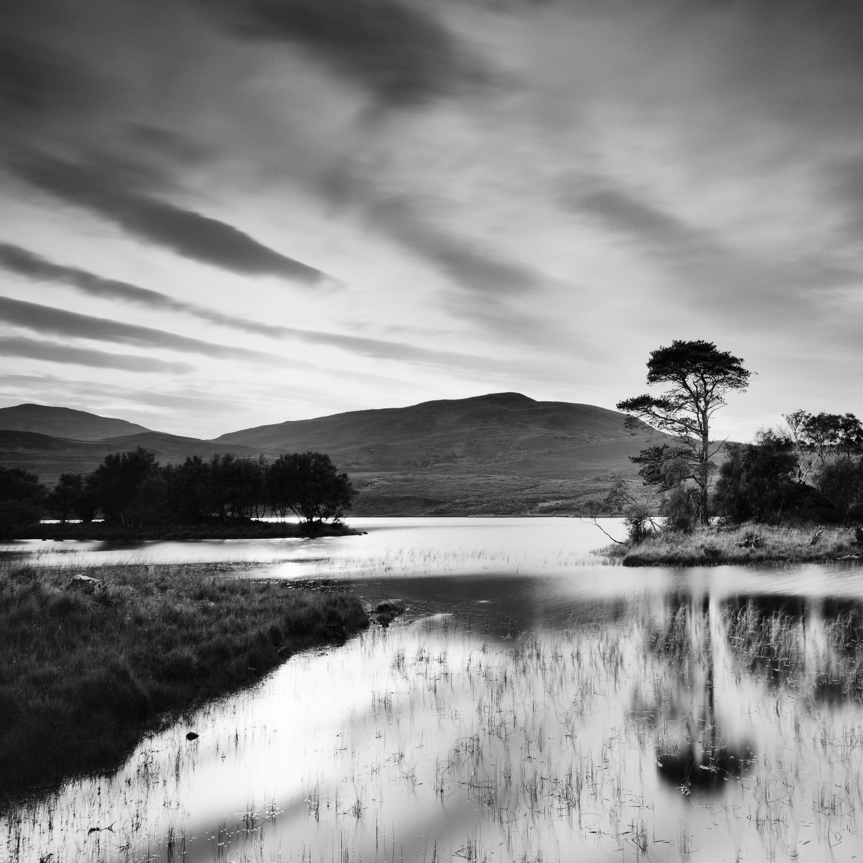 After the Sunset Tree Island Mountain Lake Scotland B&W landscape photography For Sale 3