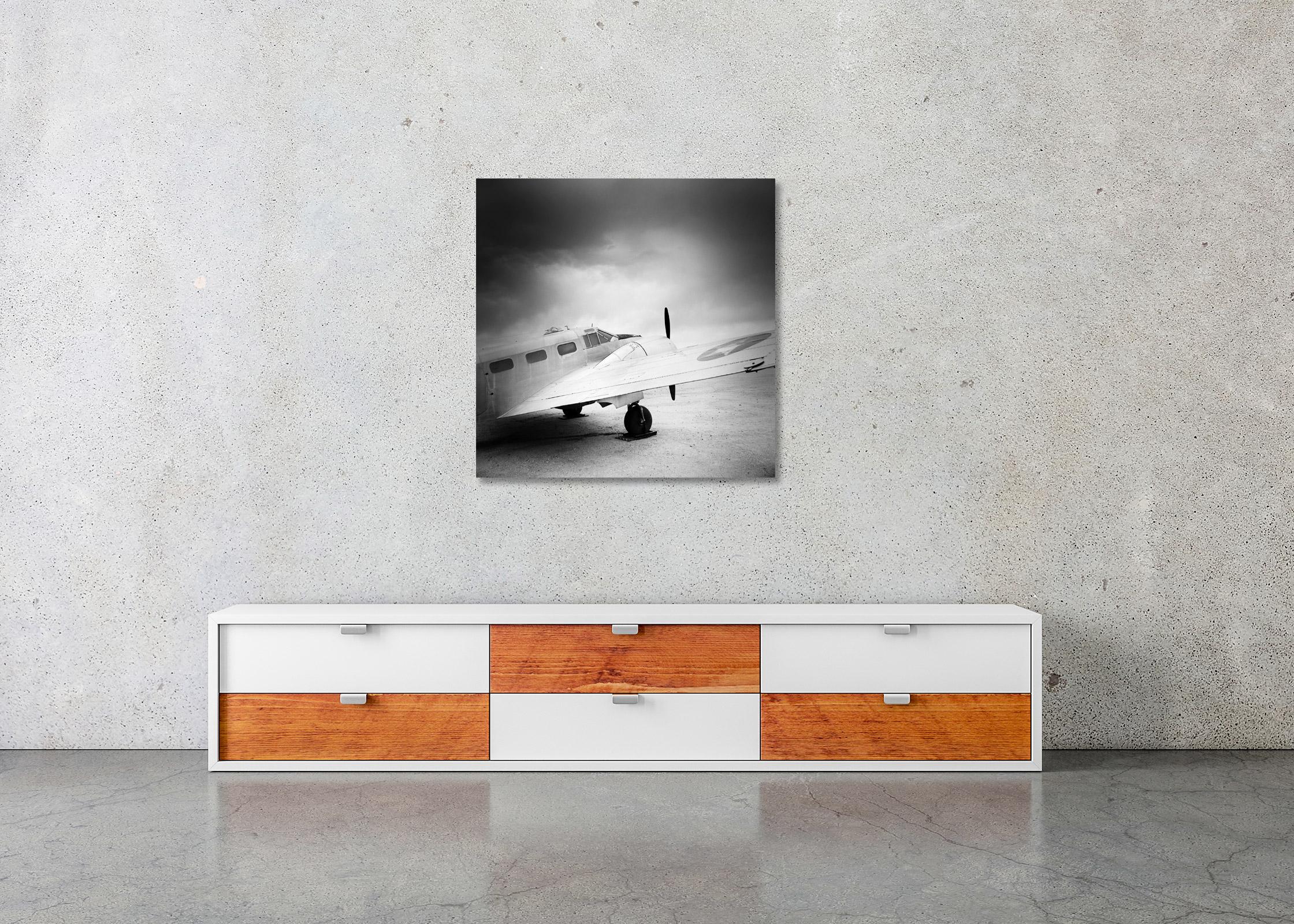 Airplane Beechcraft AT-7 Navigator, Arizona, USA, b&w art photography, print For Sale 2