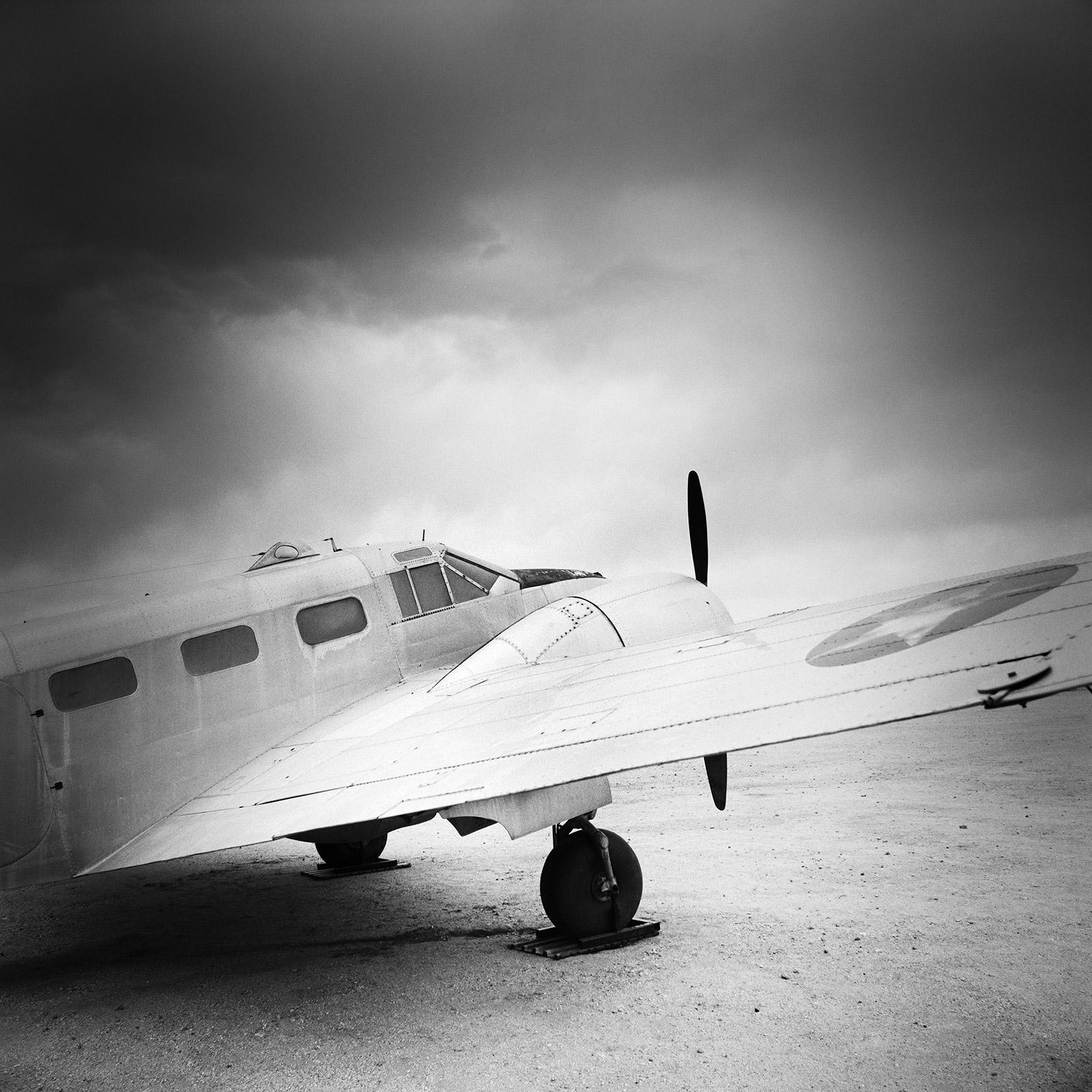 Airplane Beechcraft AT-7 Navigator, Arizona, USA, b&w art photography, print
