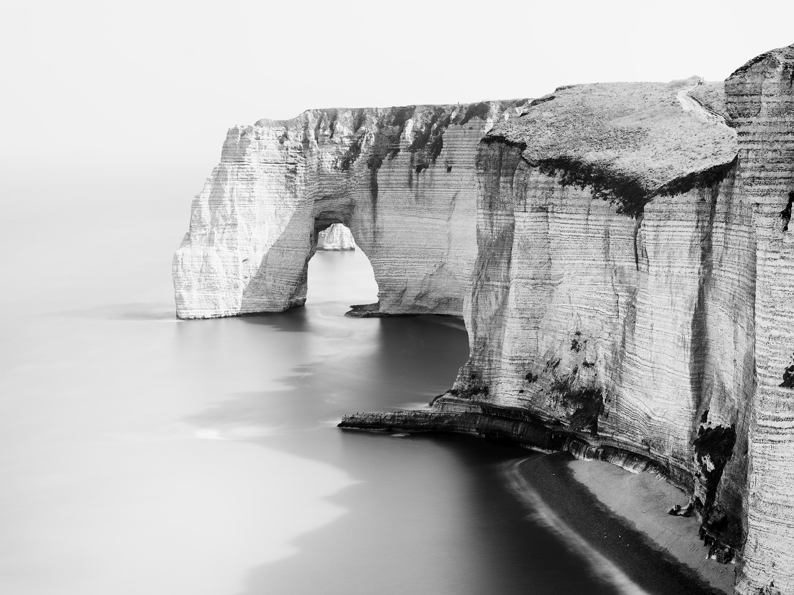 Gerald Berghammer Black and White Photograph - Alabaster Coast, Étretat – Limited Edition Black-and-White Seascape Photograph