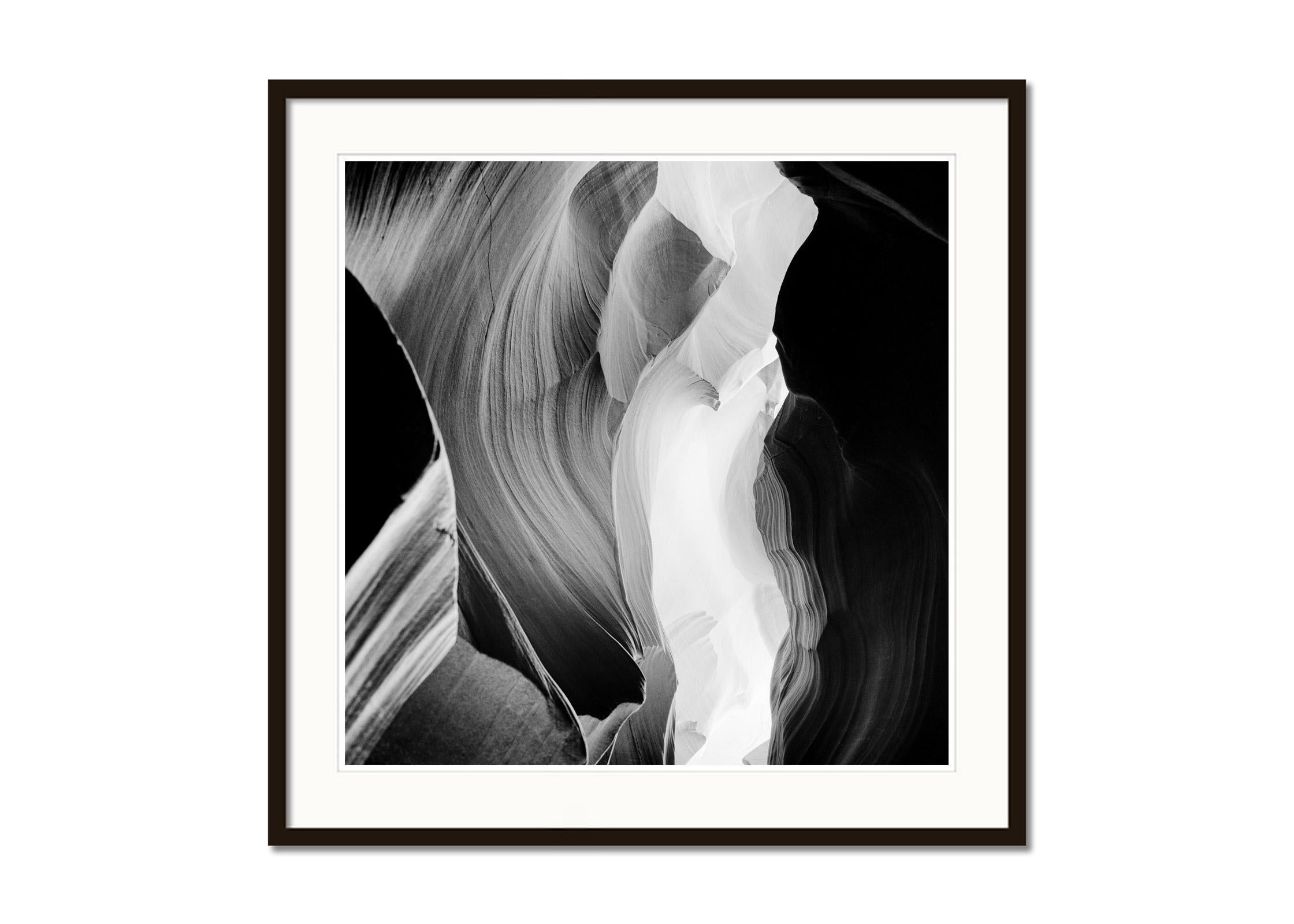 Antelope Canyon, Rock Formation, USA black and white hotography, art landscape - Contemporary Photograph by Gerald Berghammer